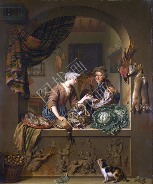 A Woman and a Fish-pedlar in a Kitchen